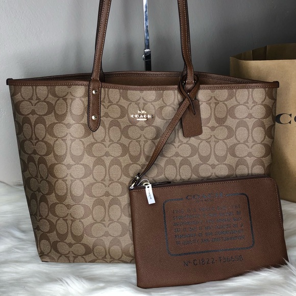 coach reversible pvc city signature tote